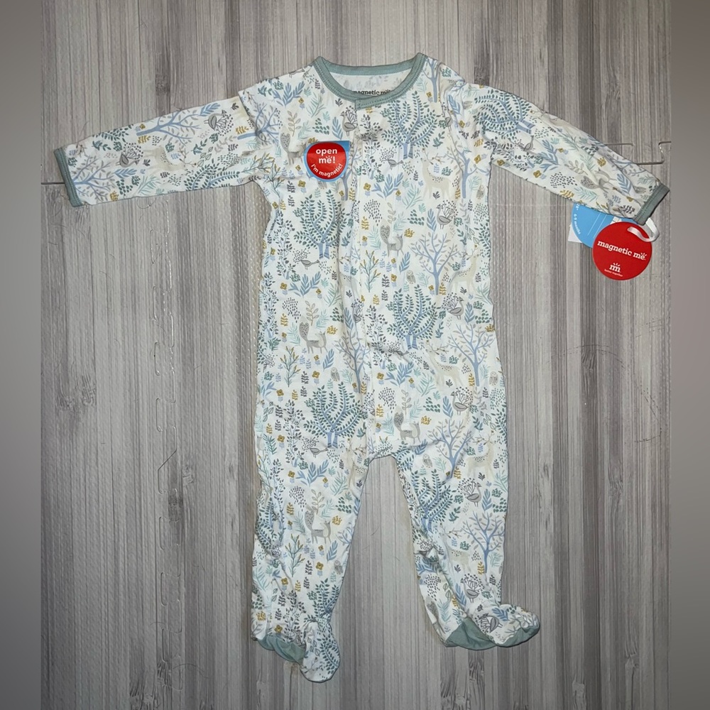 TWO Magnetic Me imagine Forest Footie Pajamas twins